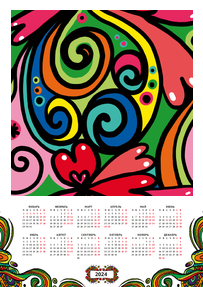 Вертикальные календари-постеры A4 - Дудл цветной